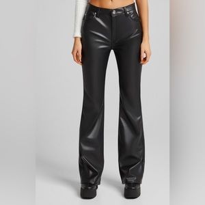 Bershka Flared Leather Pants